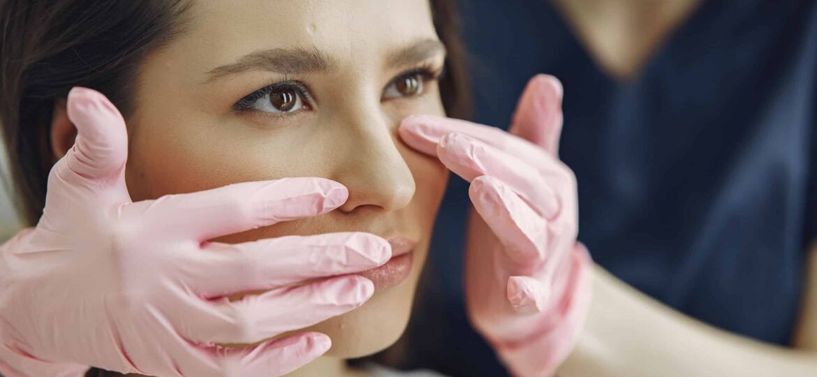 Woman about to start a nose job procedure