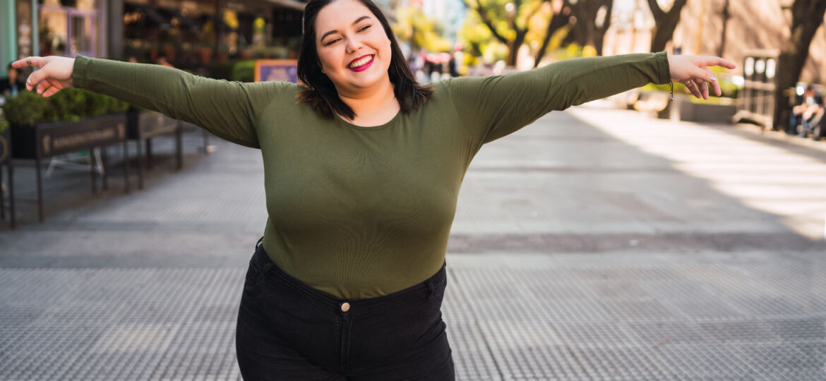 Portrait of young plus size woman.