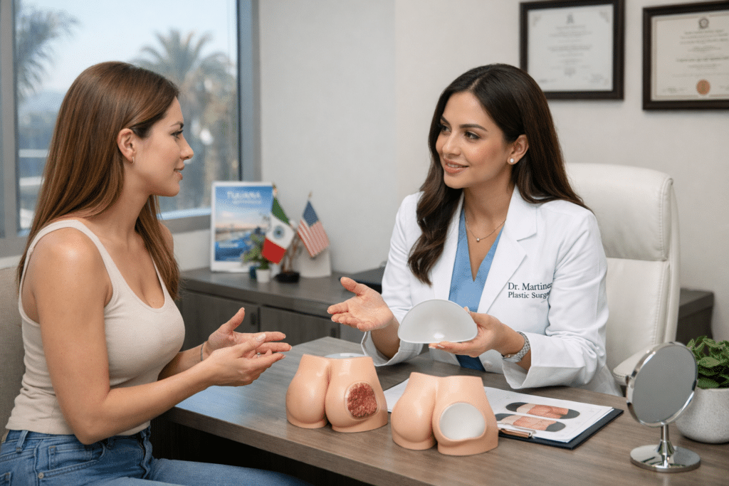 BBL and butt implant consultation in Tijuana for patients from California exploring cost and recovery options