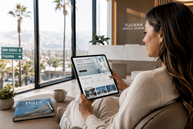 Patient researching a Mexico cosmetic center and cosmetic surgery options in Tijuana before choosing a plastic surgery clinic